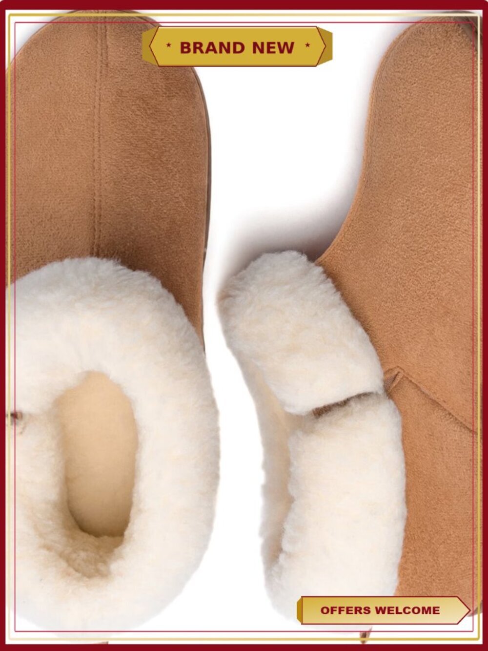Plush Faux Fur Collar Bootie Slipper - Women's Cozy Indoor/Outdoor